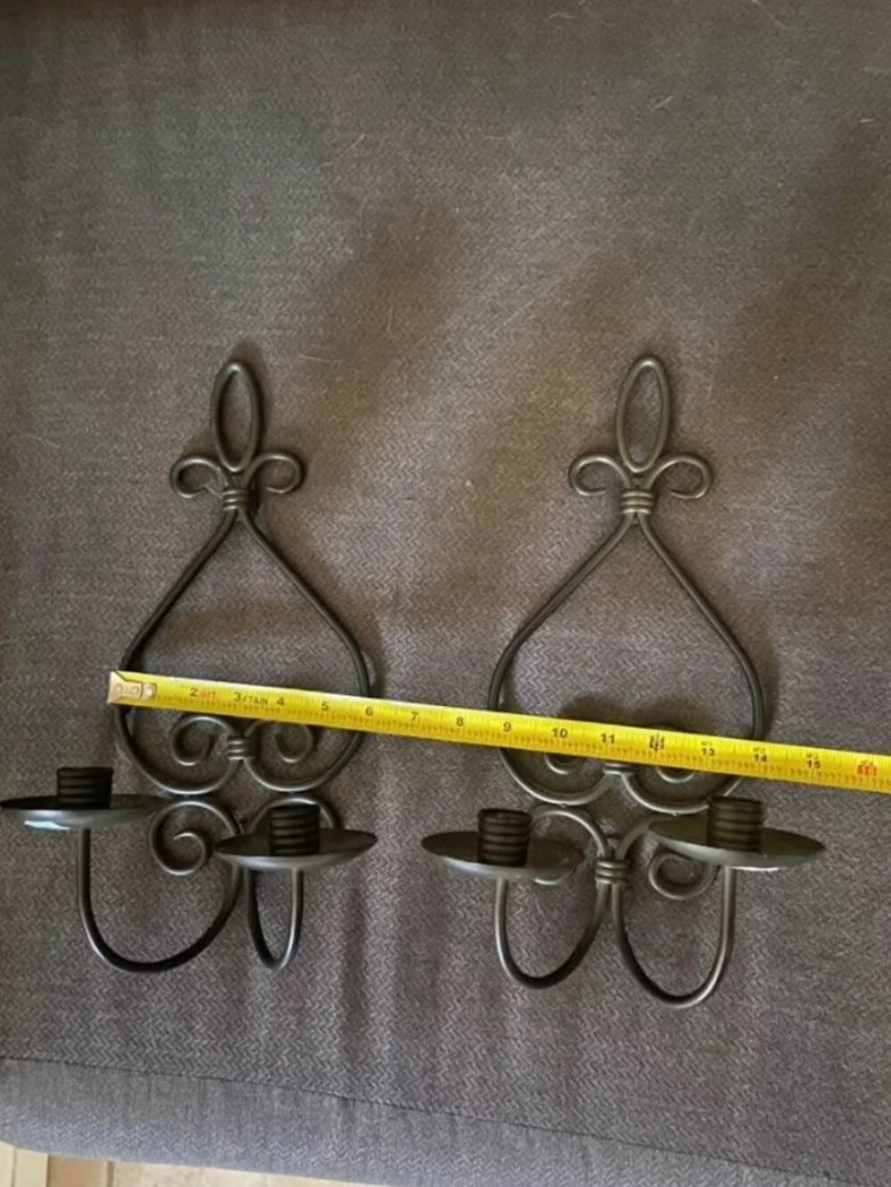 PartyLite Set of 2 Black Metal Wall Candle Sconces Vintage Home Decor